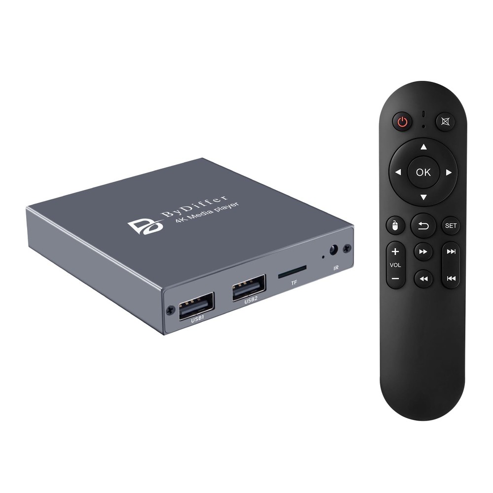 ByDiffer 4K HD Digital Media Player for USB Drive/Micro SD Card, 4K@60Hz Grey