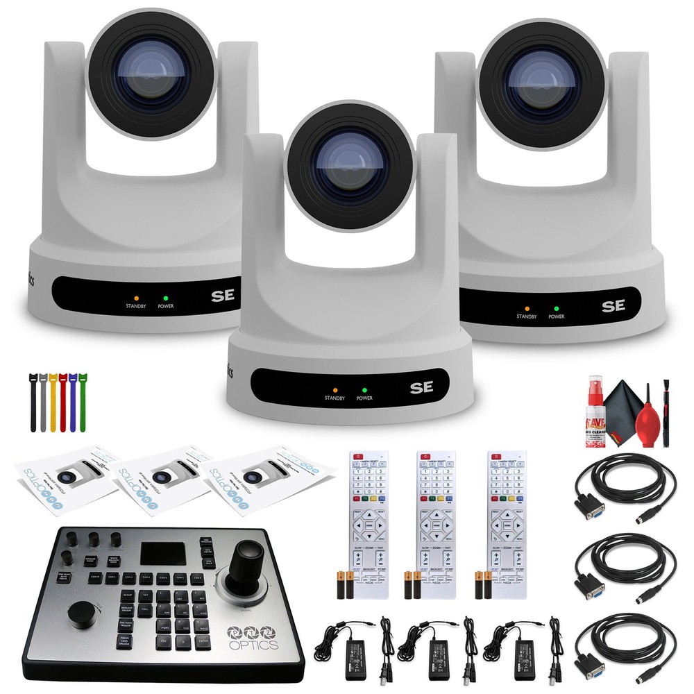 3 x PTZOptics Move SE PTZ Camera with 30x Optical Zoom (White)+ PTZOptics