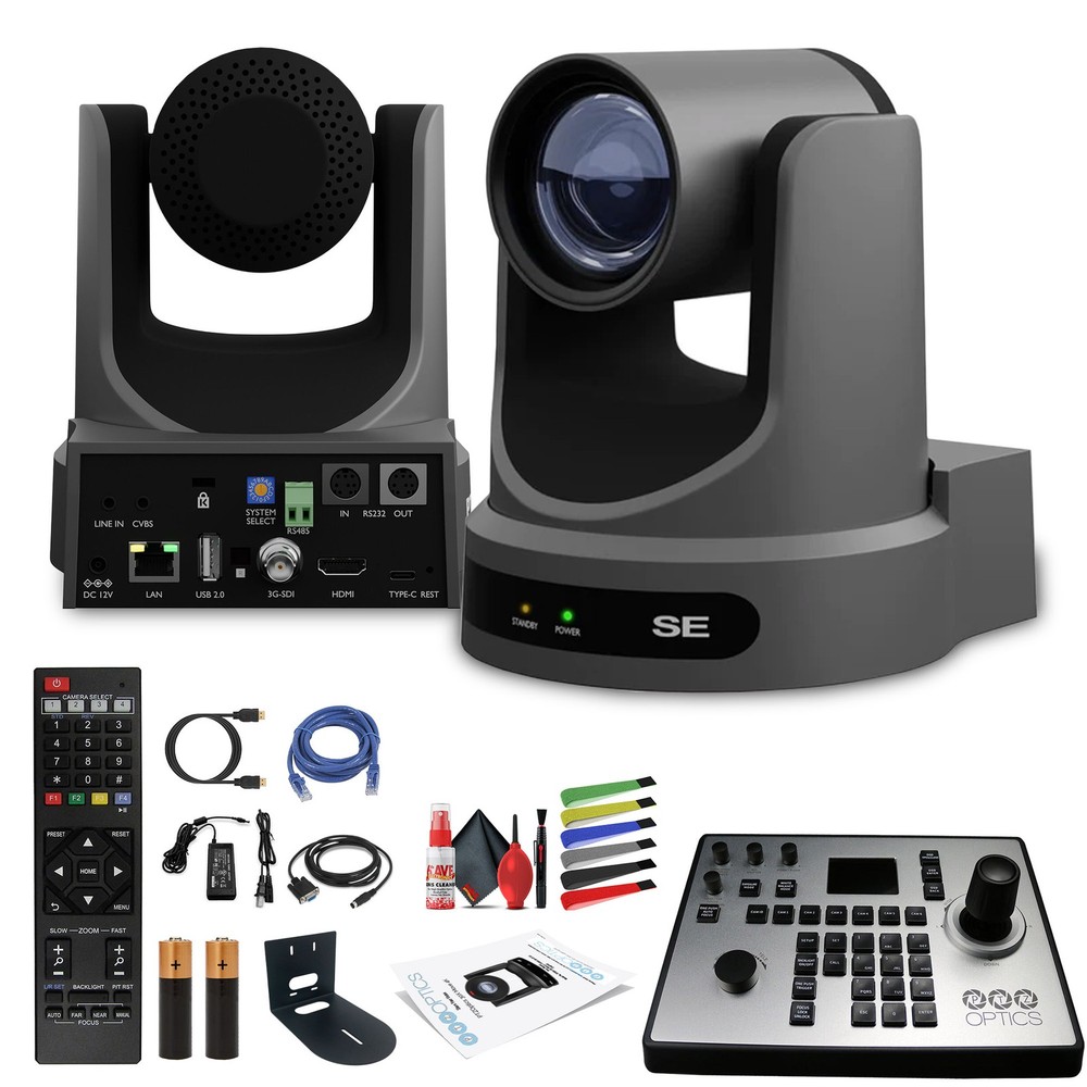PTZOptics Move SE PTZ Camera with 30x Optical Zoom (PT30X-SE-GY-G3) + PT-JOY-G4