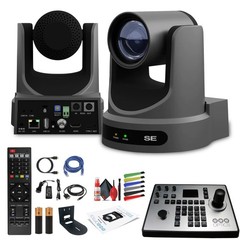 PTZOptics Move SE PTZ Camera with 30x Optical Zoom (PT30X-SE-GY-G3) + PT-JOY-G4