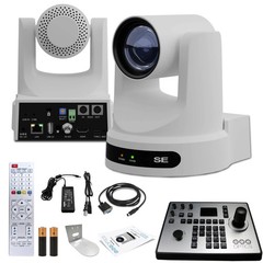 PTZOptics Move SE PTZ Camera with 30x Optical Zoom (White) + PTZOptics PT-JOY-G4