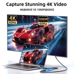 Video Capture Card with 100W PD Fast Charging, 4K 60Hz Input to 1080P 60FPS, …