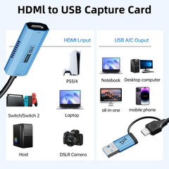 Video Capture Card with 100W PD Fast Charging, 4K 60Hz Input to 1080P 60FPS, …
