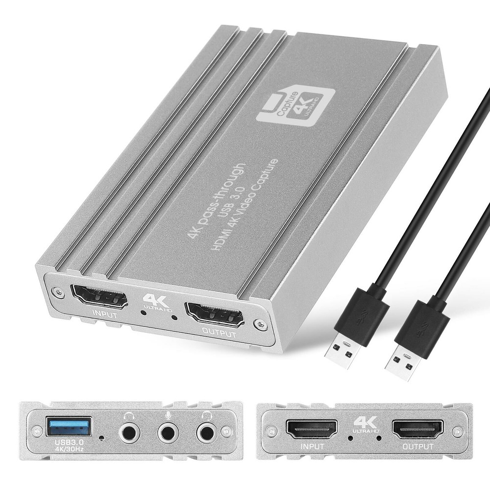 Grey 4K 1080P HDMI to USB 3.0 Video Capture Card Ultra HD with Headphone