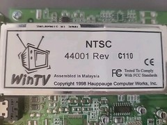 used Hauppauge WinTV 44001 TV Tuner Card NTSC Rev C110