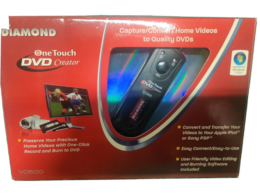 Diamond Multimedia VC600 USB 2.0 One Touch VHS to DVD Video Capture Device