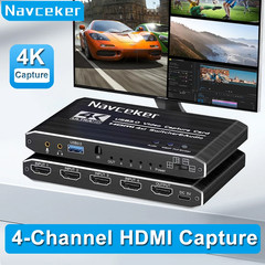 4 in 1 out Quad Screen Cutting HDMI Video Capture Card 4 Channel USB 3.0 HDMI Sw