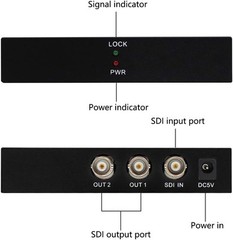Wiistar SDI Splitter 1×2 Supports SD-SDI, HD-SDI, 3G-SDI Support Black