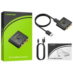 LiNKFOR RCA to HDMI Converter,1080P AV Converter,16:9/4:3 Black