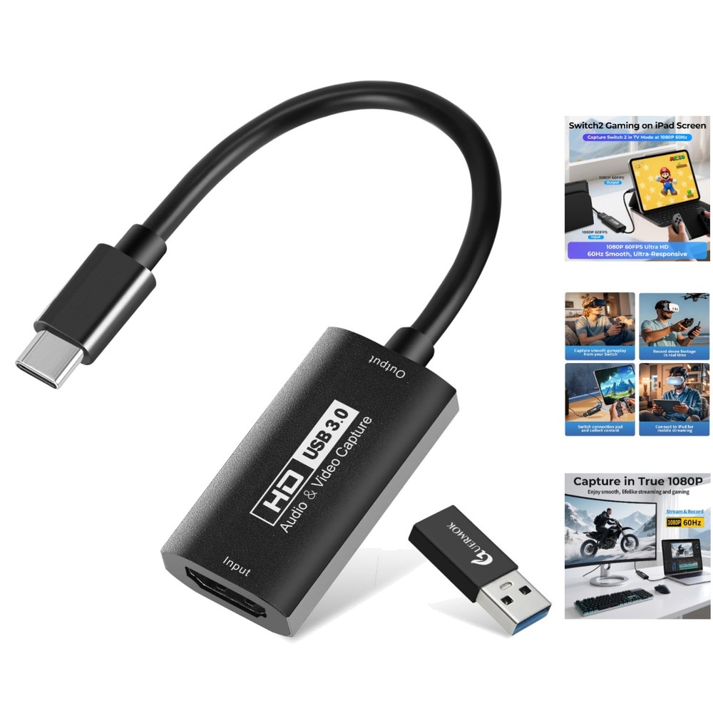 Versatile Video Capture Card – 2K HDMI to USB-C for Perfect Gaming & Streaming