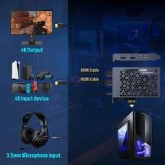 Game Capture Card, HDMI PCI-E 4K 30fps Record & Live Stream from Gaming Syste…