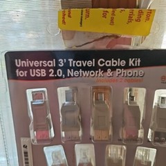 Emerge Universal 3’ Cable Kit For Usb 2.0, Network & Phone Computer NEW!