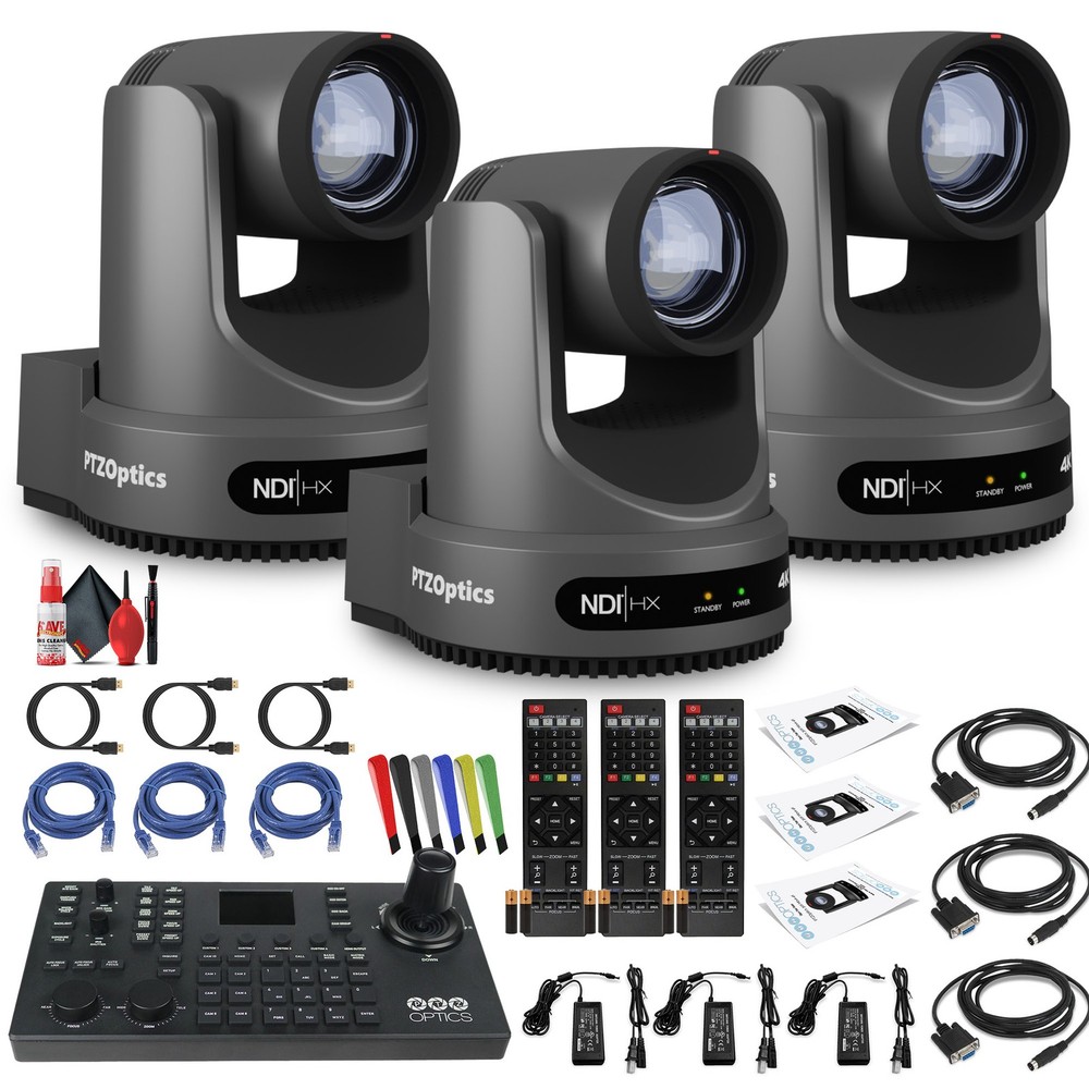 3 x PTZOptics Move 4K PTZ Camera with 20x Zoom (Gray) (PT20X-4K-GY-G3) +