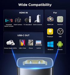 WARRKY Video Capture Card with 100W Power Delivery & Right-Angle USB-C | 1080P 6