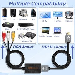 LA NREUCETS RCA to HDMI Converter, Composite AV Black