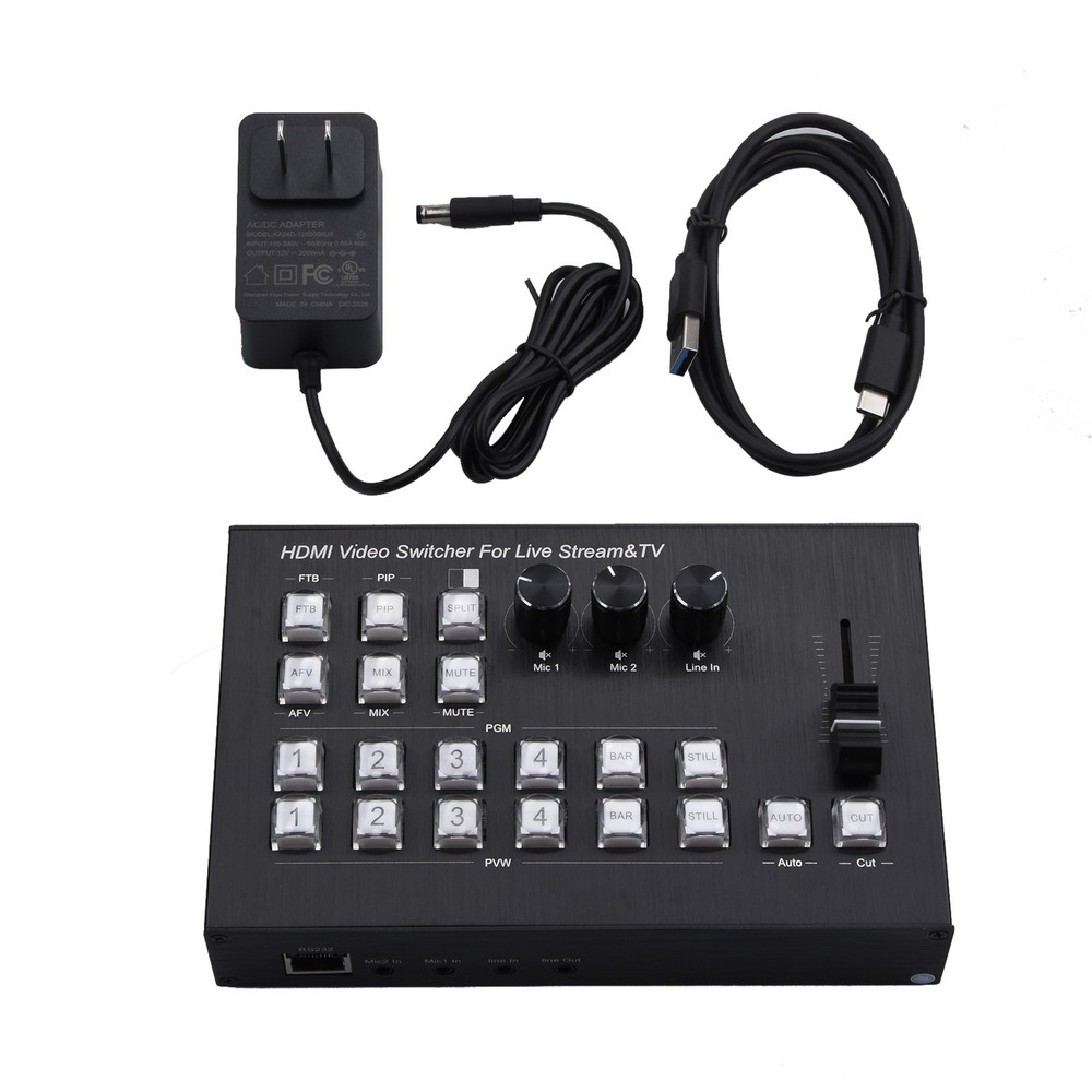 4K Video Switcher 4 HDMI Camera Streaming Live Production Broadcasting Station