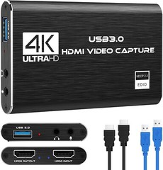 4K Audio Video Capture Card, USB 3.0 HDMI Video Capture Device, Full HD 1080P 