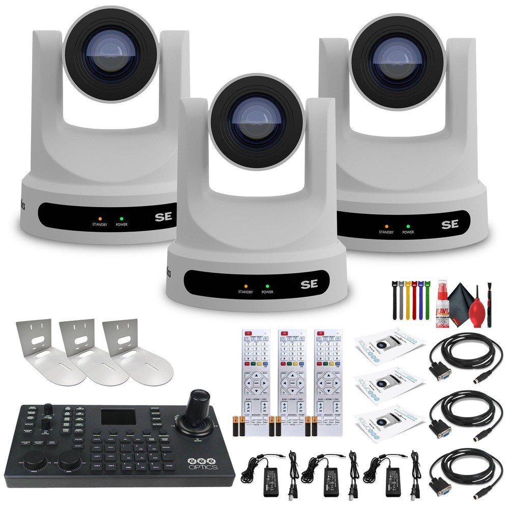3 x PTZOptics Move SE PTZ Camera with 30x Optical Zoom (PT30X-SE-WH-G3) +