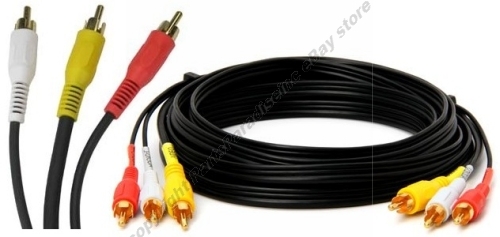 Lot10 12ft long Triple RCA Audio&Video,a/v AV Yellow/Red/White TV/VCR Cable$SHdi