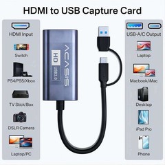 Acasis 4K 30Hz Video Capture Card 1080P 60FPS HDMI to USB Converter for PC Mac
