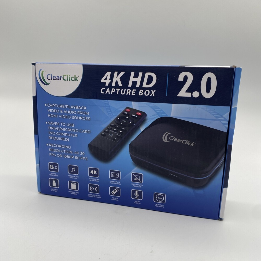 ClearClick 4K HD Video Capture Box 2.0 Capture Audio & Video From HDMI No PC Req