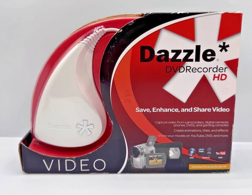 Pinnacle Dazzle DVD Recorder HD w/ Cable – New Retail Box, DVCPTENAM
