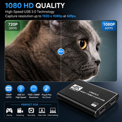 4K HDMI Video Capture Card USB 3.0 Recorder for Streaming Gaming PC