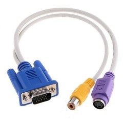 Premium 15-Pin VGA To Analog RCA S-Video Adapter Cable – 1 Feet Long
