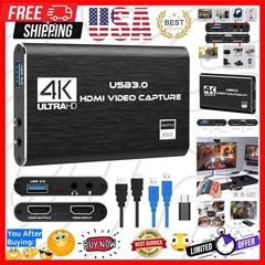 4K HDMI Capture Card for Streaming, Full HD 1080P 60FPS USB 3.0 Cam Link Game…