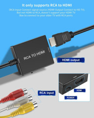 RCA to HDMI Adapter Converter, AV Converter with Cable Black