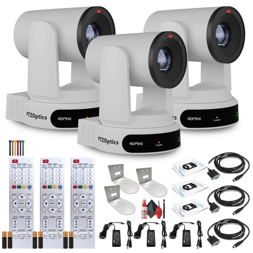 3 x PTZOptics Move 4K PTZ Camera with 30x Zoom (White) (PT30X-4K-WH-G3) + 3 x