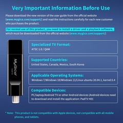 USB TV Tuner Card Antenna – HD Digital External HDTV Adapter for PC, Laptop, And