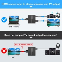 DONGJIAN HDMI Audio Extractor 4K with 3.5mm AUX Stereo and L/R RCA 5a, BLACK