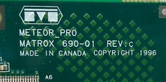 MATROX METEOR PRO 690-01 REV C METEOR/PPB/RGB INTERFACE FRAME GRABBER CARD