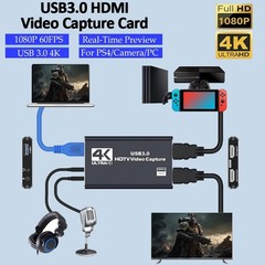 4K HDMI Capture Card for Streaming, Full HD 1080P 60FPS USB Cam Link Game Audio