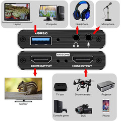 4K Audio Video Capture Card USB 3.0 HDMI Video Capture Device HD Recording Lot
