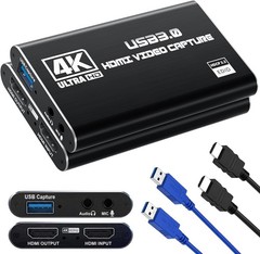 USB 3.0 HDMI Capture Card 1080P 60FPS 4K Pass-Through for PS5, Switch, Xbox, …
