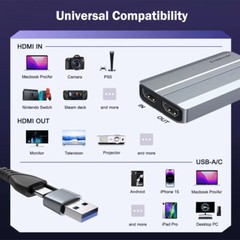 4K Video Capture Card HDMI Input Output 4k 30Hz Game Recording for PS4/5