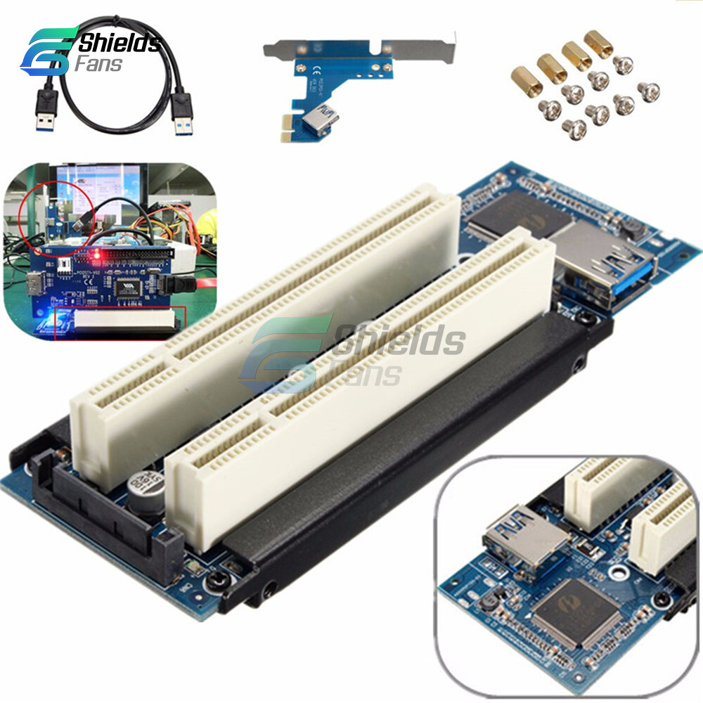 PCI-E Express X1 to Dual PCI Riser Extend Adapter Card With USB 3.0 Cable
