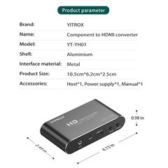 Component to HDMI Converter Upscaler Scaler, YPbPr BLACK