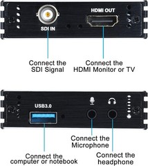 SDI Capture Card, SDI to USB 3.0 w/ HDMI Loopout 1080P 60FPS Video