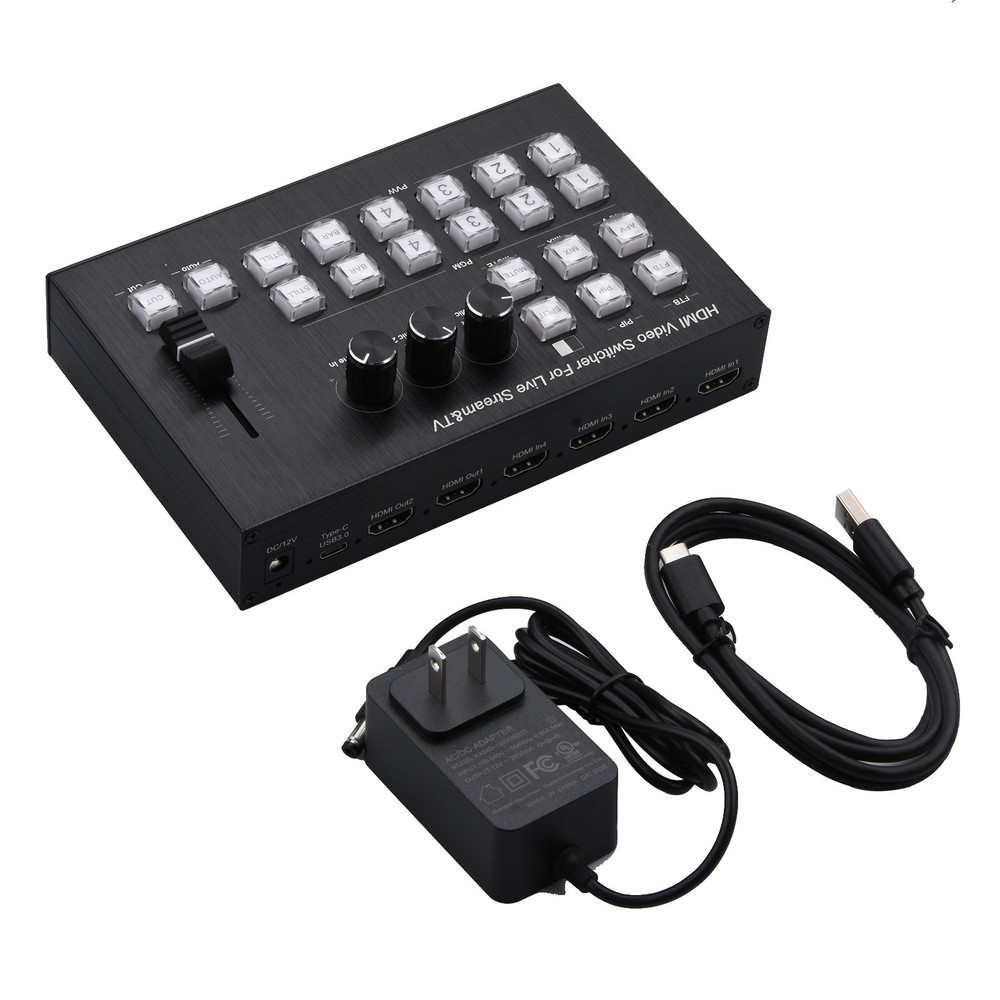 DC/12V 2A 4K Video Switcher HDMI Camera Stream Live Production Broadcast Station