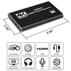 4K Audio Video Capture Card USB 3.0 HDMI Video Capture Device Full HD Recording