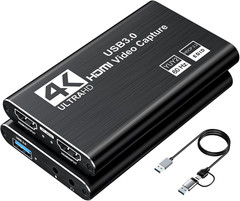 Video Capture Card, Audio Video Capture Card, USB 3.0 Capture Card 4K HDMI Loop-
