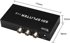 Wiistar SDI Splitter 1×2 Supports SD-SDI, HD-SDI, 3G-SDI Support Black