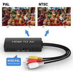 HDMI to RCA Converter, AV 3RCA CVBs Composite Video Audio black