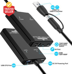 VHS to Digital Converter, RCA to HDMI Adapter USB Video Capture Card for Hi8/Dvd