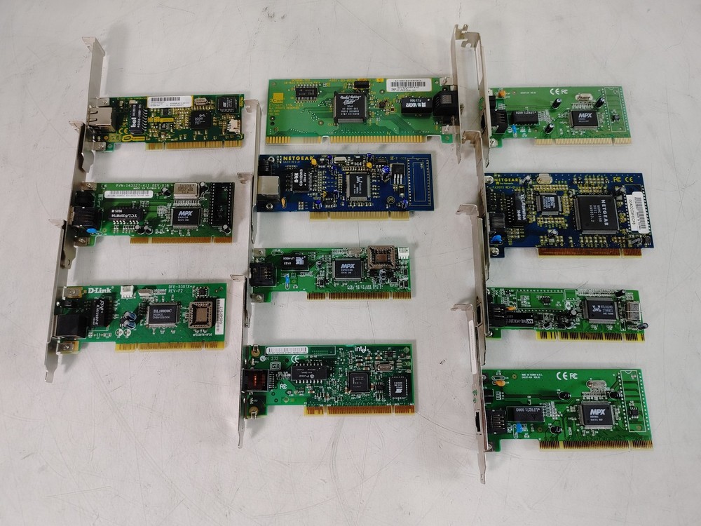 Vintage Mixed Lot RJ-45 Network Cards D-Link Intel Netgear 3Com PCI / ISA Lot of