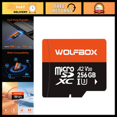 256GB MicroSD Card with Adapter, U3 A2 V30, 100MB/s, 4K UHD Video, Dash Cam Comp