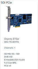 OSPREY 816E 95-00495-01 3G SDI DVB-ASI Full Size BNC PCIe Capture Card – FH/HH
